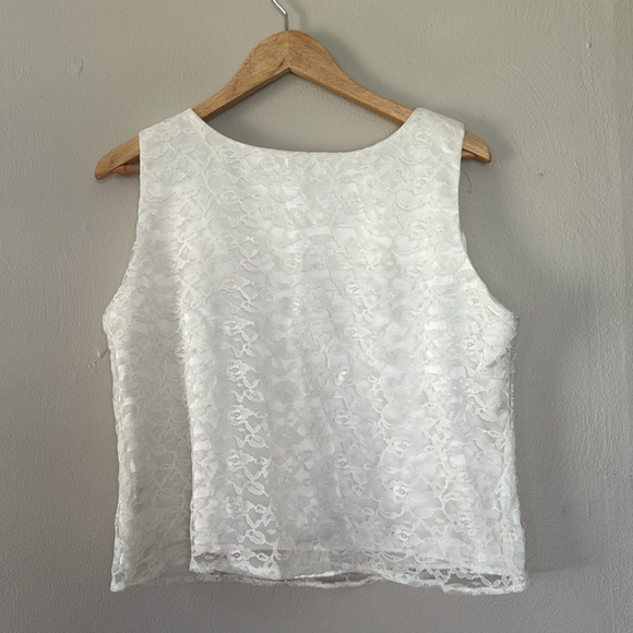 Studio I White Boxy Crop Tank Top 14 - Picture 4 of 4